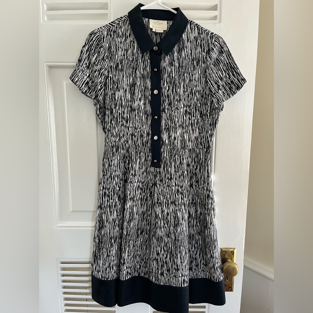 Kate Spade navy/white silk dress, size 6